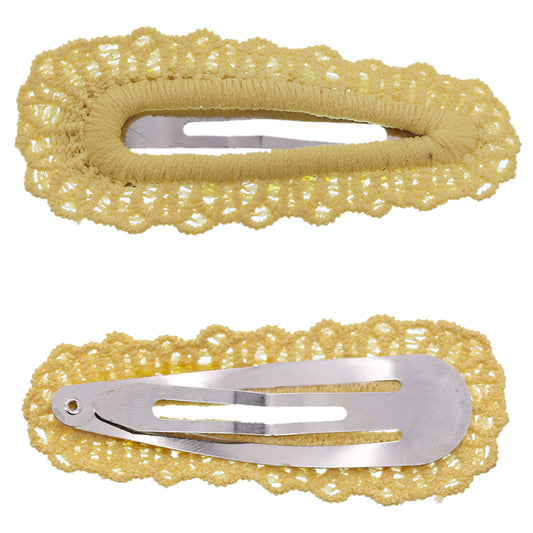 Yellow Knit Crochet Barrette Hair Clip