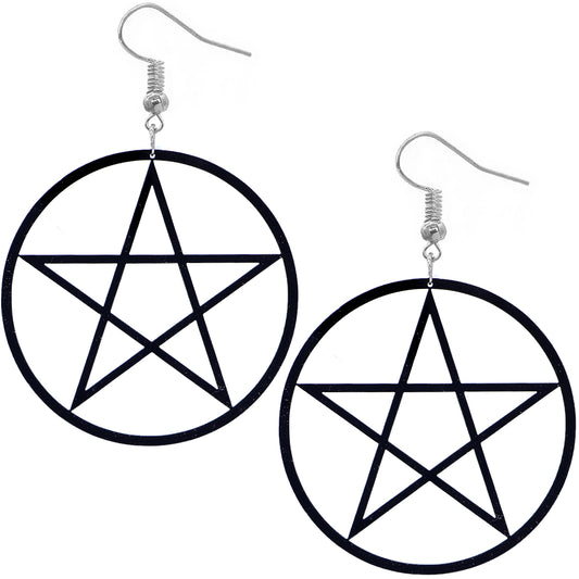 Black Large Criss Cross Star Earrings