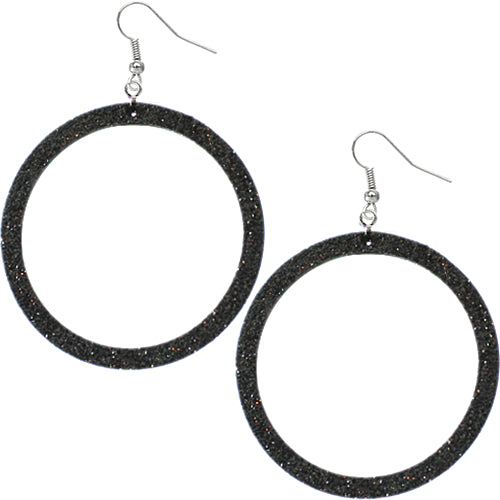 Black glitter sales hoop earrings