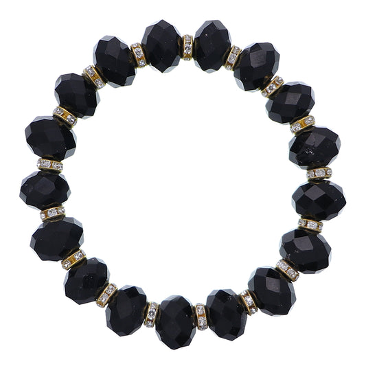 Black Briolette Rhinestone Bead Stretch Bracelet