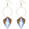 Blue Geometric Wooden Hoop Earrings