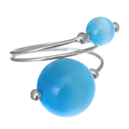 Blue Bead Spiral Swirl Mini Ring