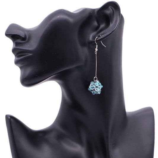 Blue Flower Bouquet Drop Earrings