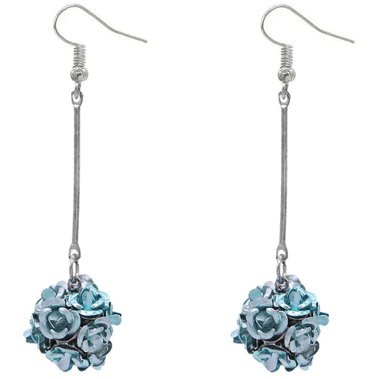 Blue Flower Bouquet Drop Earrings