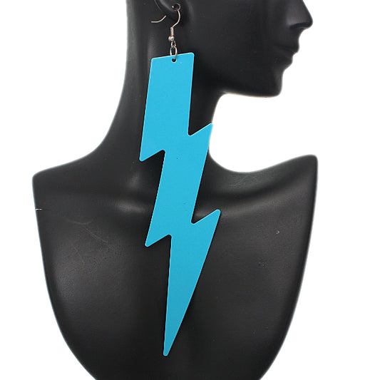 Blue Long Thunder Lightning Earrings