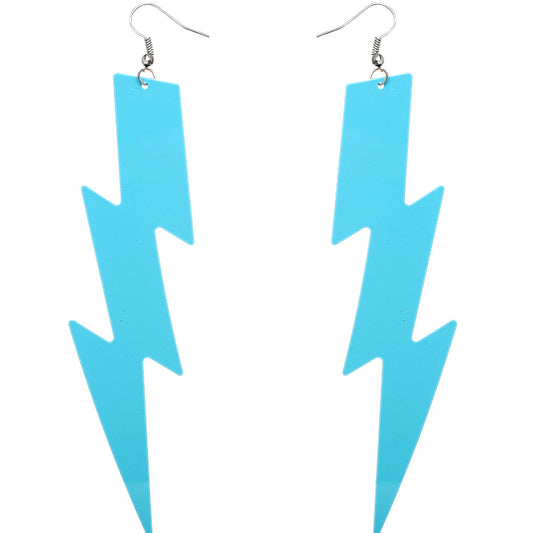 Blue Long Thunder Lightning Earrings