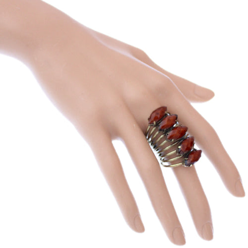 Brown Beaded Coil Wrap Ring