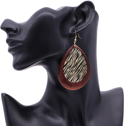 Brown Tiger Print Teardrop Earrings