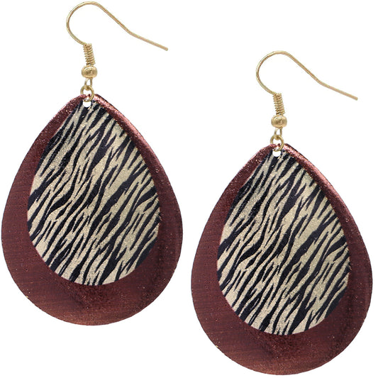 Brown Tiger Print Teardrop Earrings