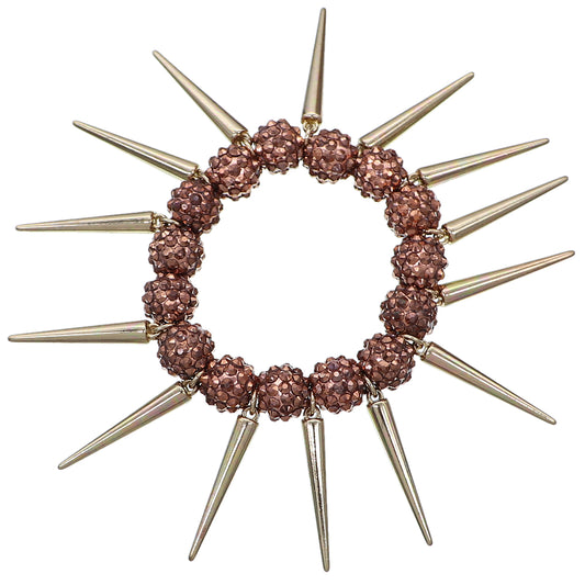 Pink Gold Fireball Spike Studded Stretch Bracelet