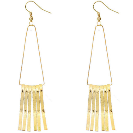 Gold Trapezoid Long Stick Earrings