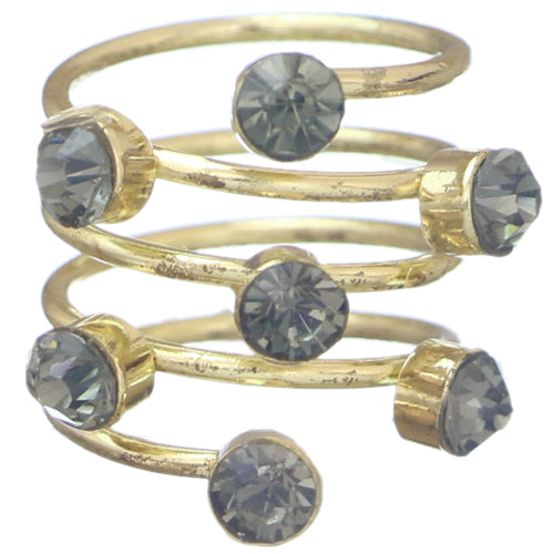 Gray Rhinestone Coil Wrap Ring
