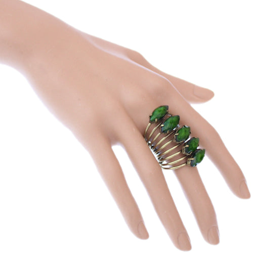 Green Beaded Coil Wrap Ring