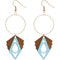 Light Blue Geometric Wooden Hoop Earrings