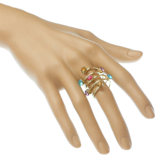 Multicolor Rhinestone Coil Wrap Ring
