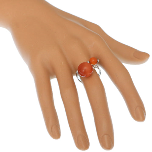 Orange Bead Spiral Swirl Mini Ring