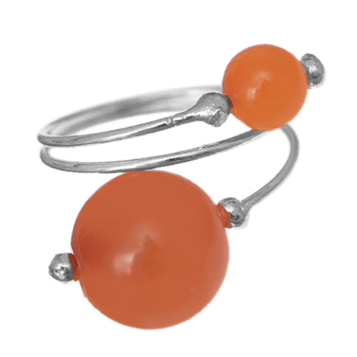 Orange Bead Spiral Swirl Mini Ring