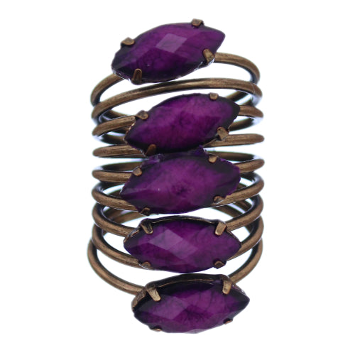 Purple Beaded Coil Wrap Ring