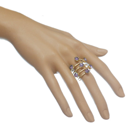 Purple Rhinestone Coil Wrap Ring