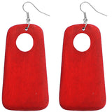 Red Cutout Wooden Earrings