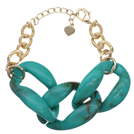 Turquoise Oversized Chain Link Bracelet