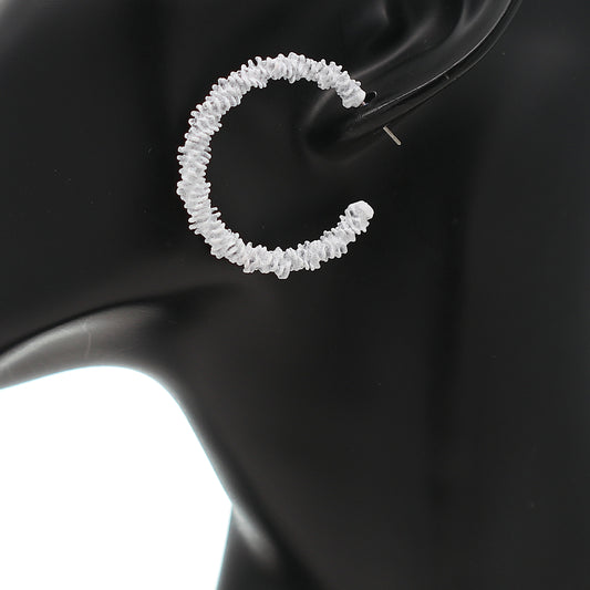 White Crinkle Mini Hoop Earrings