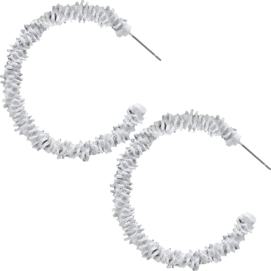 White Crinkle Mini Hoop Earrings