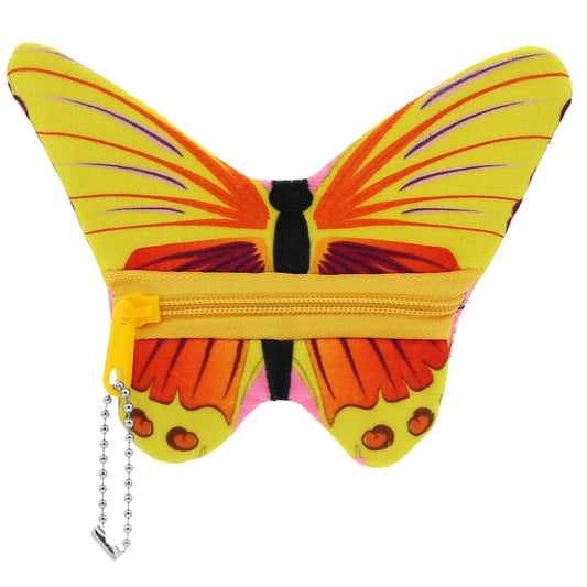 Yellow Red Butterfly Coin Purse Keychain Wallet