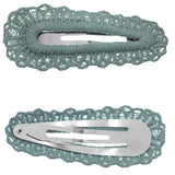 Mint Blue Knit Crochet Barrette Hair Clip