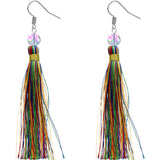 Multicolor Long Tassel Fringe Bead Earrings
