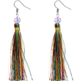 Multicolor Long Tassel Fringe Bead Earrings