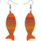 Orange Multicolor Wooden Woven Fish Earrings