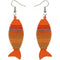 Orange Multicolor Wooden Woven Fish Earrings