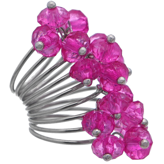 Pink Coil Beaded Fashion Ring
