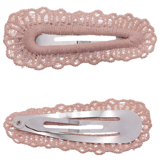 Pink Knit Crochet Barrette Hair Clip