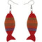 Red Multicolor Wooden Woven Fish Earrings