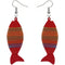 Red Multicolor Wooden Woven Fish Earrings