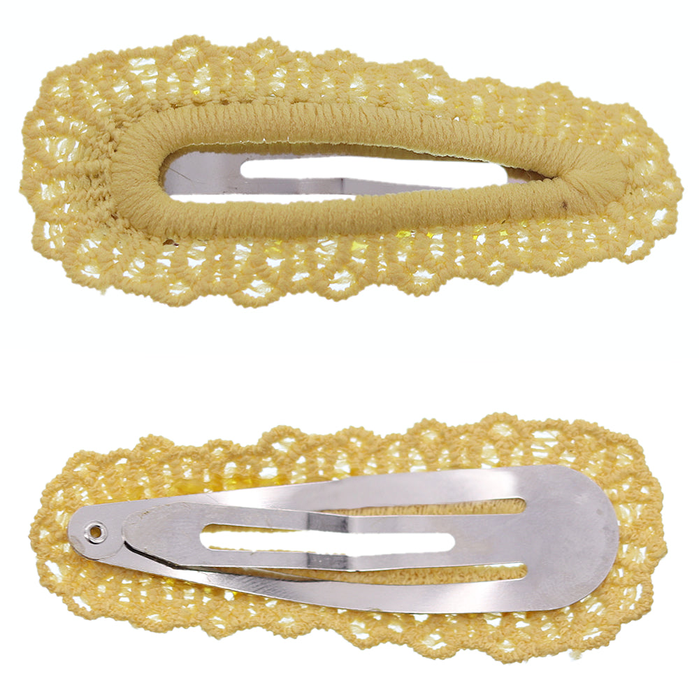 Yellow Knit Crochet Barrette Hair Clip