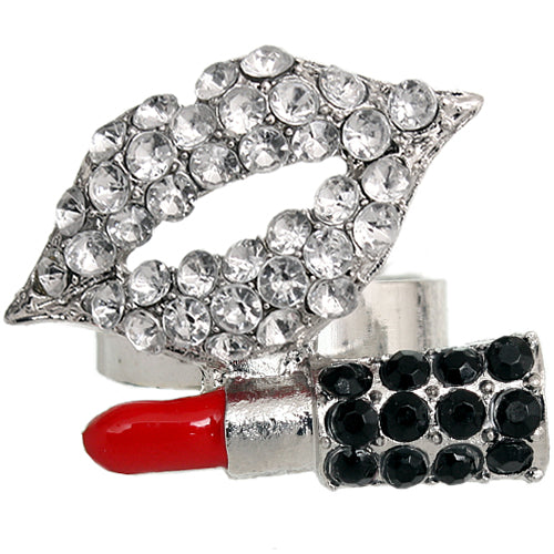 Silver Steampunk Lipstick Bullet Adjustable Ring