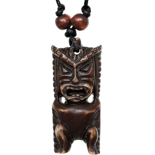 Dark Brown Tribal Tiki Totem Nylon Necklace