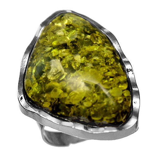 Green Side Triangle Large Stone Adjustable Ring