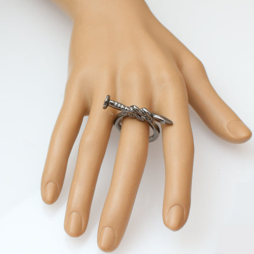 Hematite Knotted Nail Mini Statement Ring