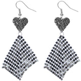 Hematite Heart Mesh Dangle Earrings