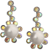 Iridescent Pearl Gemstone Accent Post Earrings
