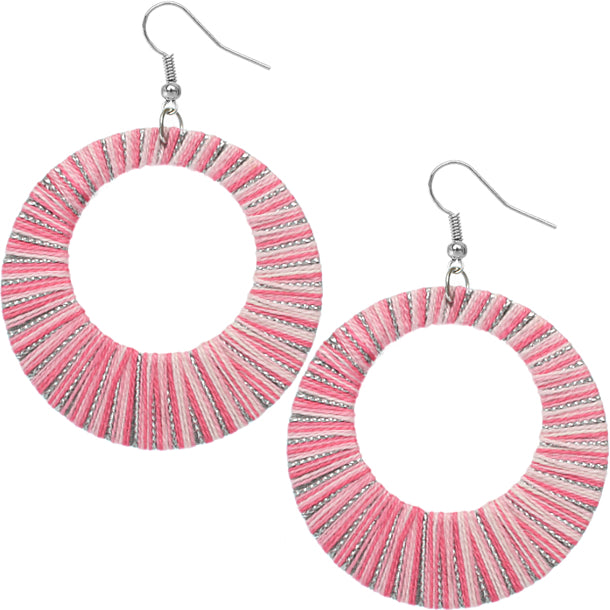 Pink Open Round Thread Earrings