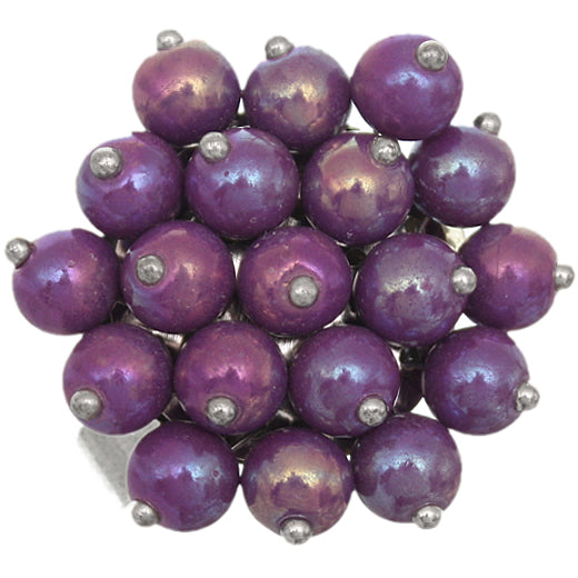 Purple Beaded Iridescent Adjustable Ring