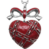 Red Heart Bow Charm Necklace