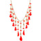 Red Beaded Teardrop Chandelier Necklace Set
