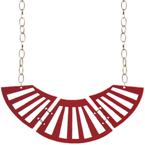 Red Two Sided Mirrored Chain Necklace