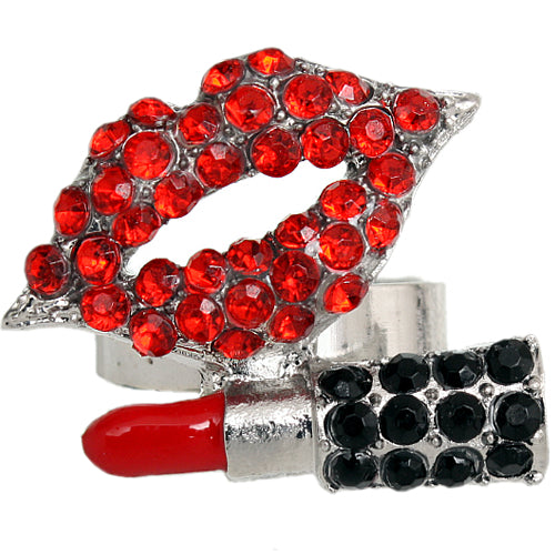 Red Steampunk Lipstick Bullet Adjustable Ring